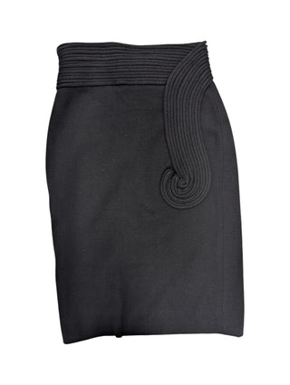 Black Silk Skirt with Embroidery Details