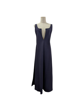 Dark Blue Deep V Sleeveless Vest Dress