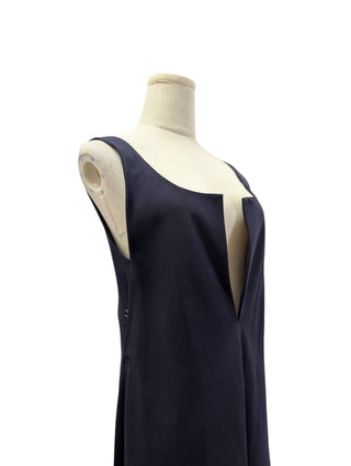 Dark Blue Deep V Sleeveless Vest Dress