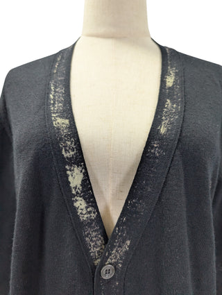 Black Cardigan With Patterned Collar