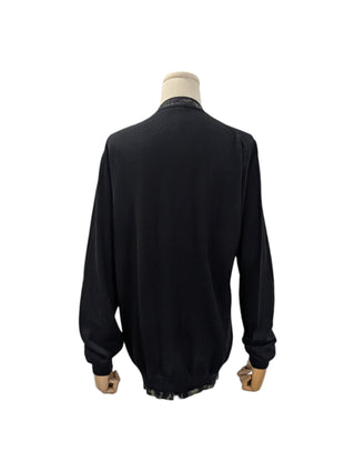 Black Cardigan With Patterned Collar