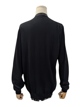McQ Black Cardigan With Patterned Collar, back