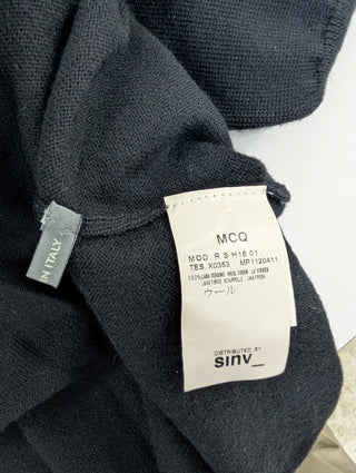 Black Cardigan With Patterned Collar