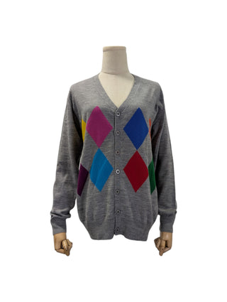 Grey Argyle Cardigan