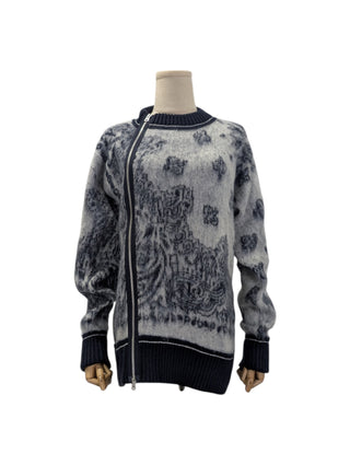 Blue Bandana Jacquard Knit Pullover