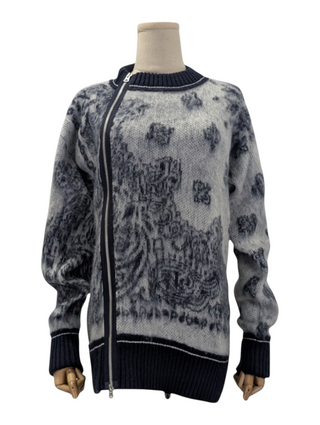 Sacai Blue Bandana Jacquard Knit Pullover, front