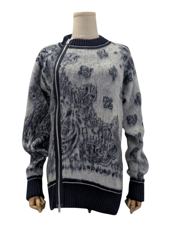 Sacai Blue Bandana Jacquard Knit Pullover