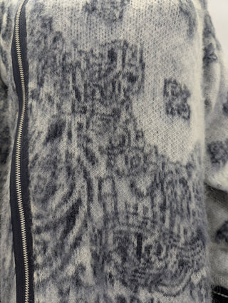 Blue Bandana Jacquard Knit Pullover