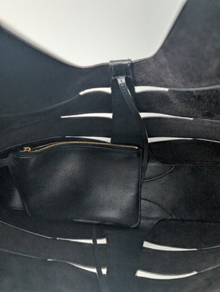 Black Delta Cut Out Panels Hobo Bag