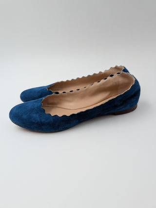 Navy Blue Suede Ballerinas
