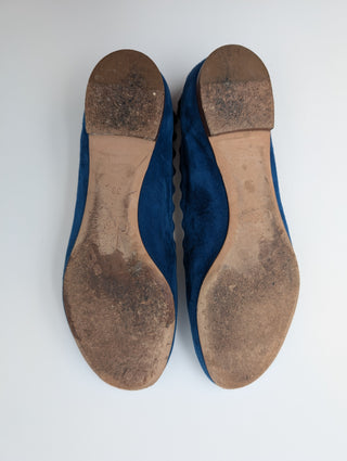 Navy Blue Suede Ballerinas
