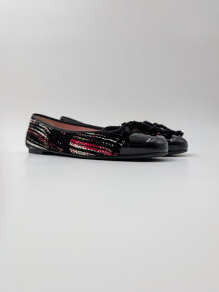 Black Ballerinas with Overall Pattern