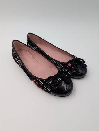 Black Ballerinas with Overall Pattern