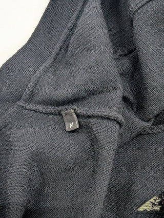 Black Cardigan With Patterned Collar