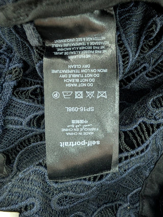 Navy Blue Cotton Lace Long Sleeve Top