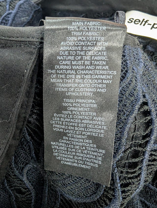 Navy Blue Cotton Lace Long Sleeve Top