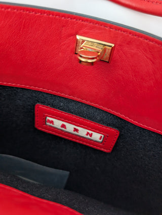 Marni Red Leather Handbag With Shoulder Strap