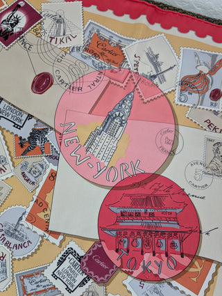 Stamps And Postal Chops Silk Square Scarf