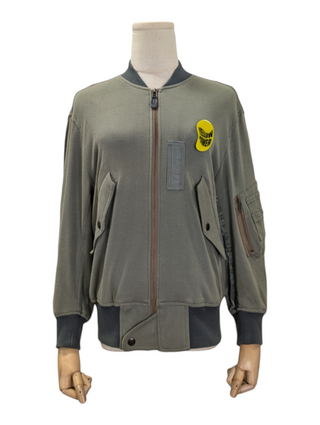 Khaki Green Cotton Zip Up Jacket
