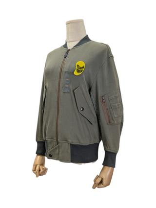 Khaki Green Cotton Zip Up Jacket