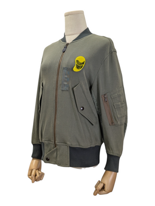 Khaki Green Cotton Zip Up Jacket