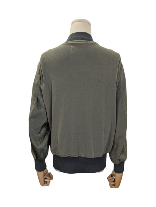 Khaki Green Cotton Zip Up Jacket