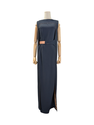 Chalayan Navy Blue And Salmon Color Long Dress