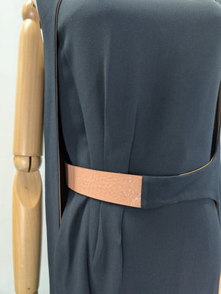 Chalayan Navy Blue And Salmon Color Long Dress
