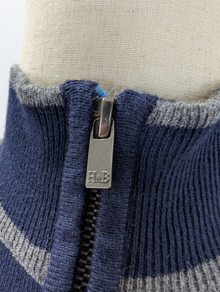 Harmont & Blaine Navy Blue Crew Neck Zip Up Sweater