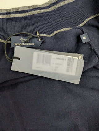 Harmont & Blaine Navy Blue Crew Neck Zip Up Sweater