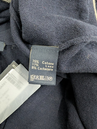 Harmont & Blaine Navy Blue Crew Neck Zip Up Sweater