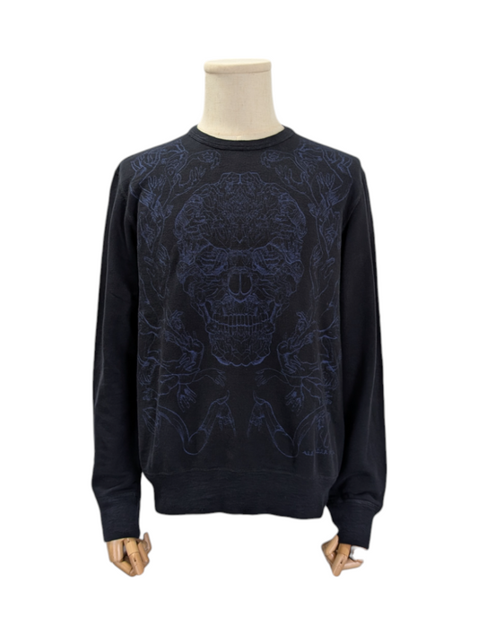 Black And Blue Knitting Signature Skull Print