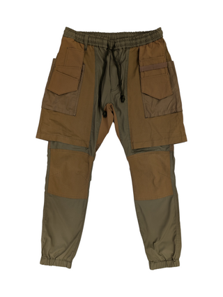 White Mountaineering Earth Tone Elastic Waisted Cotton And Nylon Drawstring Pants