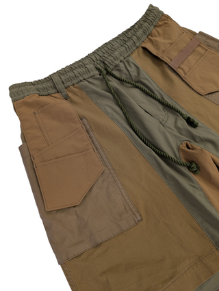 White Mountaineering Earth Tone Elastic Waisted Cotton And Nylon Drawstring Pants