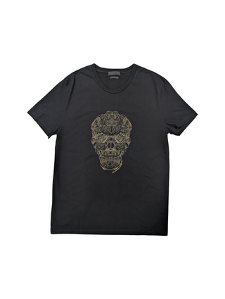 Black T-Shirt With Signature Skull Embroidered Logo In The Front