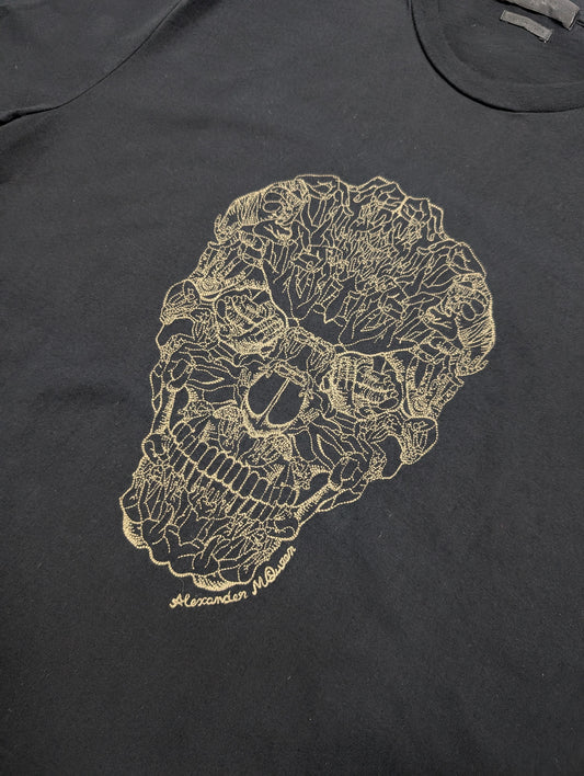 Black T-Shirt With Signature Skull Embroidered Logo In The Front
