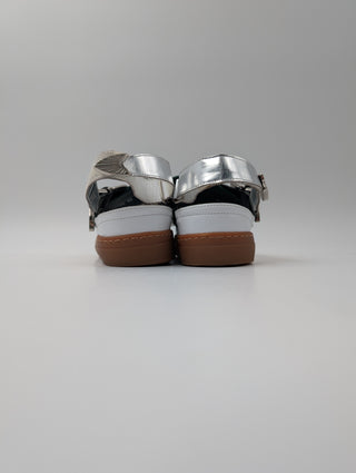 Toga Pulla Green And Silver Open-Toed Shoes With Iconic Detail