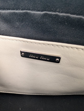 Miu Miu White Leather Logo Crossbody Bag Sequin Embellished Shearling