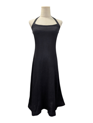 Black Silk Halter Neck Knit Dress