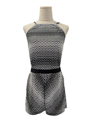 Black And White Pattern One-Piece Sunbath Jumpsuit