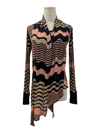 Black And Gold Long Sleeve Top With Neck Scarf