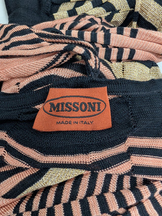 Black And Gold Long Sleeve Top With Neck Scarf