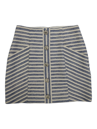 Blue And Beige Striped Skirt With 5 Button Embellishment