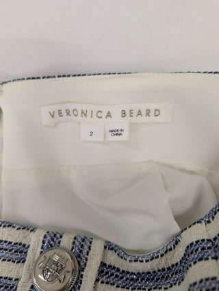 Blue And Beige Striped Skirt With 5 Button Embellishment