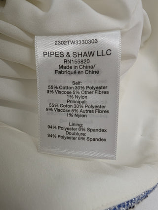 Blue And Beige Striped Skirt With 5 Button Embellishment