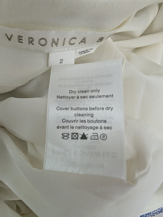 Blue And Beige Striped Skirt With 5 Button Embellishment