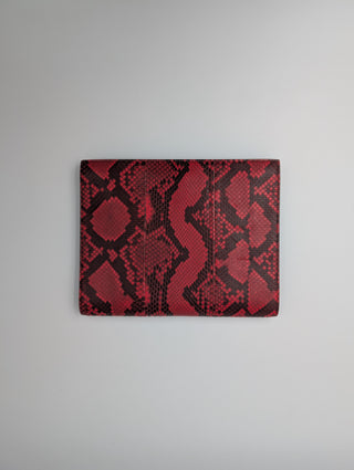 Celine Red Leather Snake Print Envelope Pouch