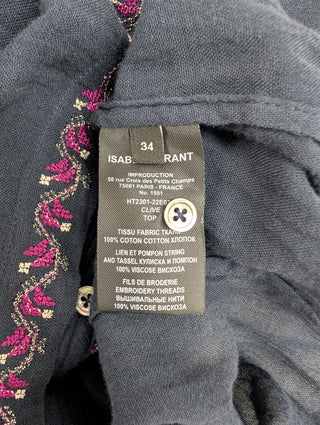 Navy Blue 'Cibarya' Cotton Blouse