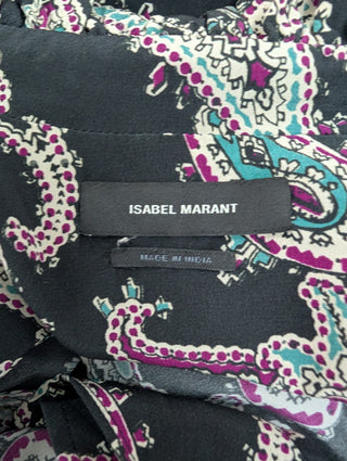 Black Silk Paisley Print Blouse