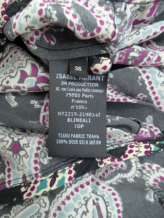 Black Silk Paisley Print Blouse